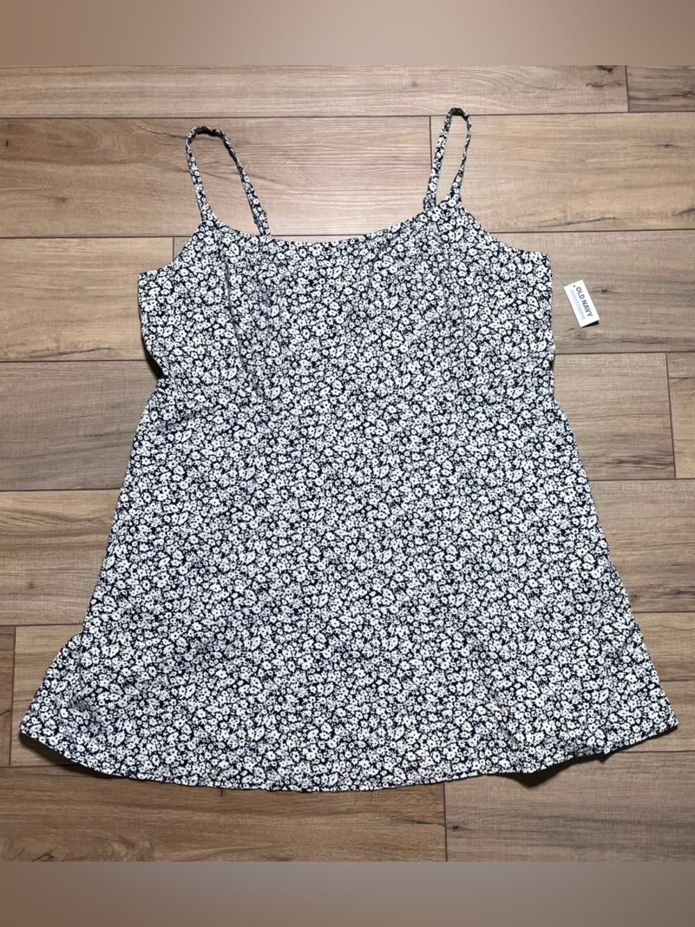 Old Navy Linen Blend Fit & Flare Ditsy Floral Cami Mini Dress 3X Blue & White